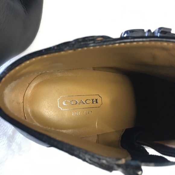 Coach Sondra Black Leather Booties Silver Buckle 8 - Picture 10 of 11